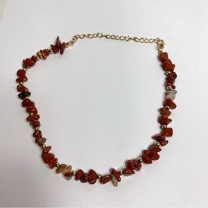 Choker style necklace & key chain. Red jasper stone chips
